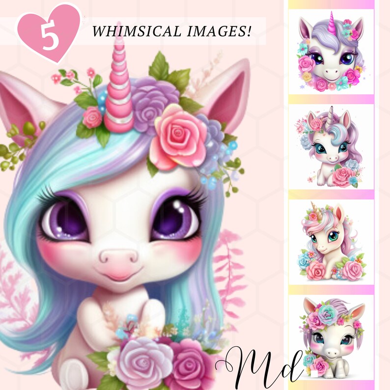 Rare Baby Unicorns Printable Clipart Bundle Digital Instant Download ...