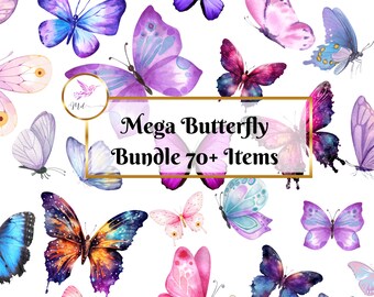 Spring Butterflies Digital Clipart Bundle with 70 Printable Images for Instant Download