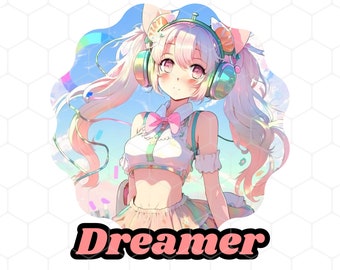 Dreamer Anime Rare Printable Clipart Design Instant Digital Download Image