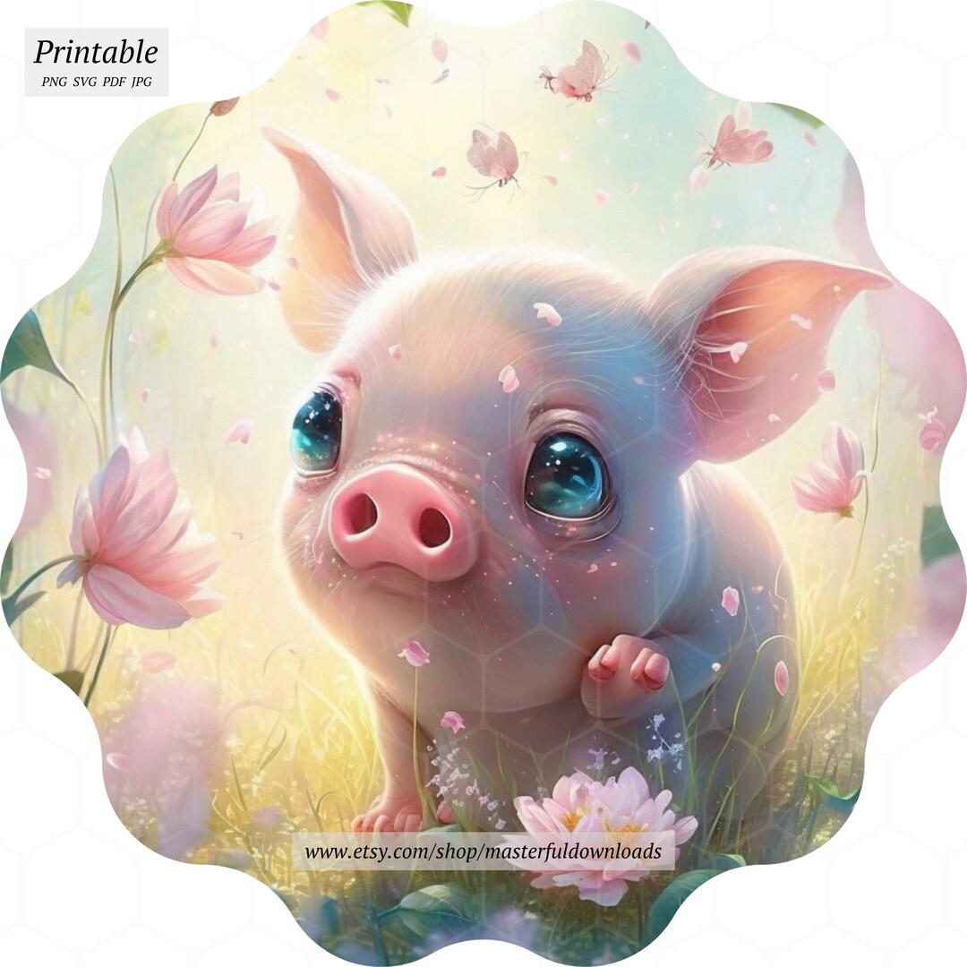 Cute Baby Pig Printable Digital PNG SVG Design Instant Download Image ...