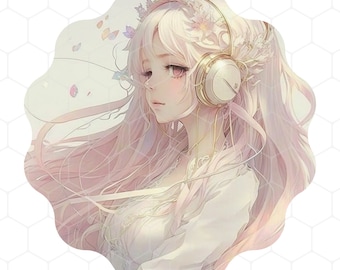 Imagen prediseñada de anime rara, diseño de descarga digital imprimible instantánea
