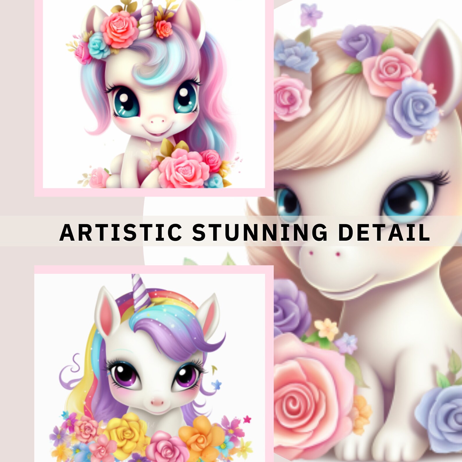 Cute Baby Unicorn Printable Clipart Bundle Instant Digital Download ...