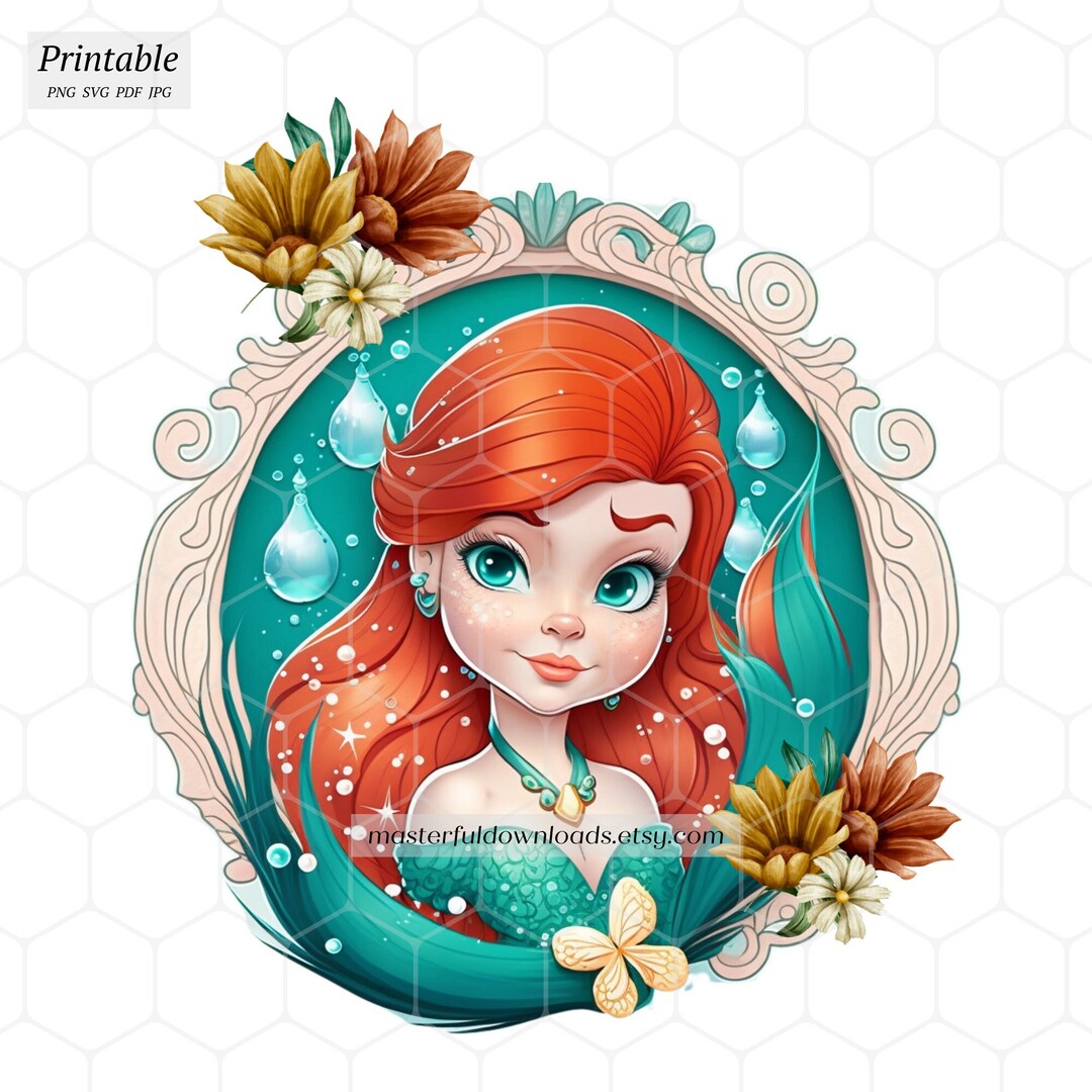 Printable Red Haired Cartoon Girl Digital PNG SVG Design Instant