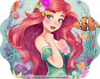 Under the Sea Cartoon zeemeermin clipartontwerp afdrukbare Instant Download afbeelding