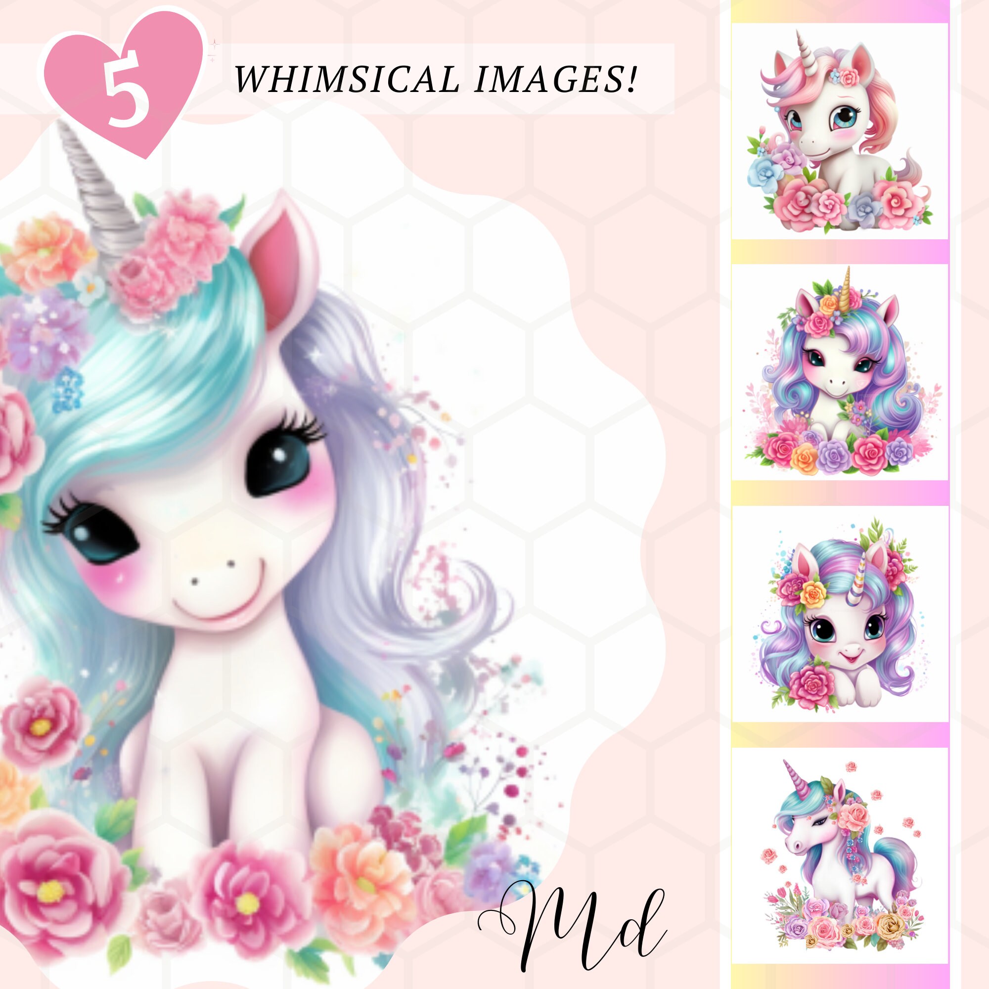 Rare Dreamy Baby Unicorns Digital Clipart Images Printable Instant ...
