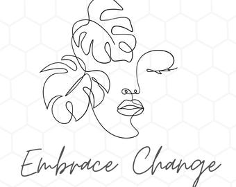 Diseño imprimible digital con la frase "Acepta el cambio"