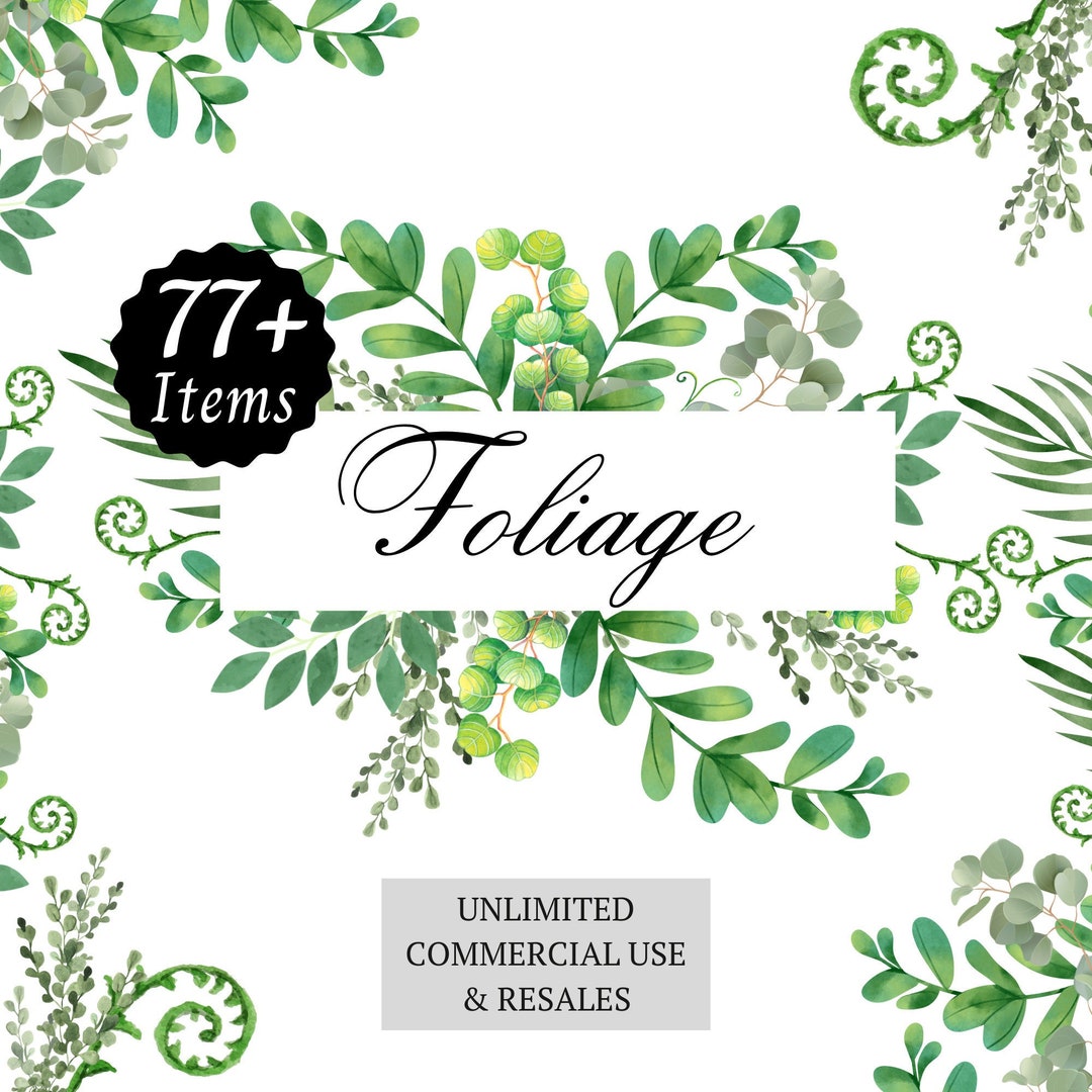 Watercolor Greenery Plants &amp; Foliage Printable Images Instant Download ...