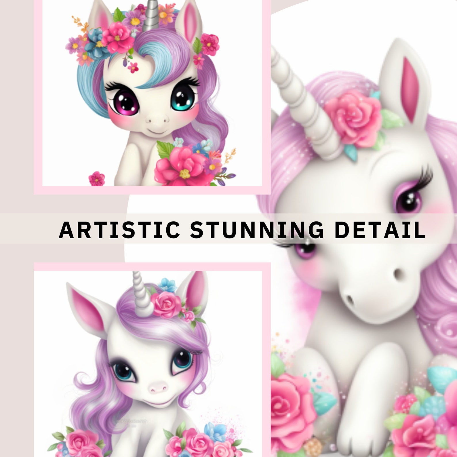 5 Magical Baby Unicorns Clipart Bundle Printable Instant Digital ...