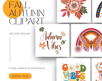 Fall Autumn Clipart Bundle: Pumpkin, Leaves, Thanksgiving Vibes (svg, png, pdf, jpg)