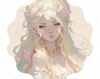 Diseño de clipart de chica anime Svg Png Jpg Pdf Belleza japonesa Estética Imagen digital Descarga instantánea