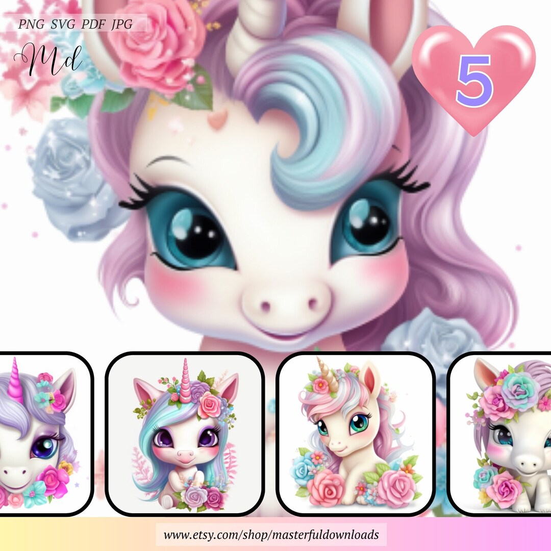 Rare Baby Unicorns Printable Clipart Bundle Digital Instant Download ...