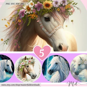 Printable Horse Designs Bundle Digital Animals Instant Download Images