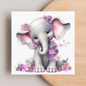 Cute Baby Elephant Printable Digital Clipart Image Instant Download Design