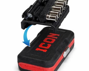 Harbor Freight Icon Meme Tool Mini Ratcher EDC Attachment-6pc Sockets, Flashlight, Knipex Pliers, Compact and Essential. Tools Not Included