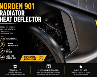 Husqvarna Norden 901 Radiator Heat Deflector - Keep Your Legs  Cool! Simple Stick On Design