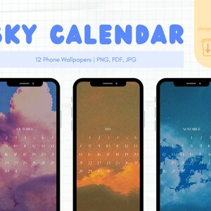 2023 Monthly Sky Calendar Phone Wallpaper Backgrounds | Instant Download