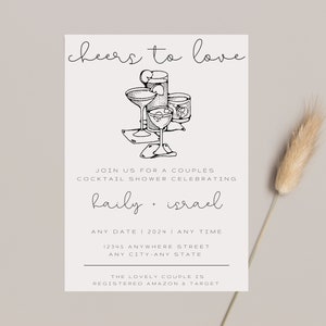 Cheers to Love Couples Shower, Cheers to Love, Couples Shower Invite, Minimalist Couples Shower, Couples Shower Invitation, Instant Download