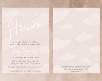 Heaven Sent Baby Shower Invitation Template (Digital Download)