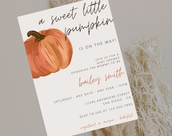 Little Pumpkin Baby Shower Invitation: Editable Fall Invite (Digital Download)