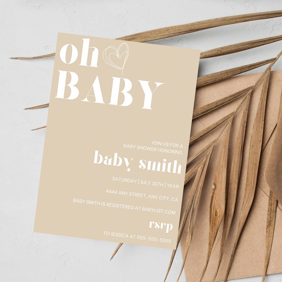 Minimalist Baby Shower Invitation, Baby Shower Invite, Neutral Baby
