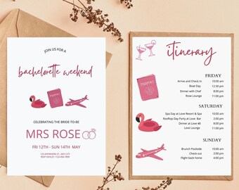 EDITABLE Bachelorette Invitation & Itinerary Template | Bachelorette Party | Bachelorette Trip|  Instant Printable Template Download