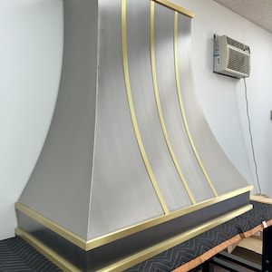 Custom Metal Range Hood - Stainless Steel and Brass - Monarch Collection.