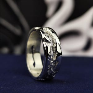Rustic Sterling Silver Ring – Handmade Organic Texture Band – Minimalist Unisex Silver Jewelry Gift for Men & Women