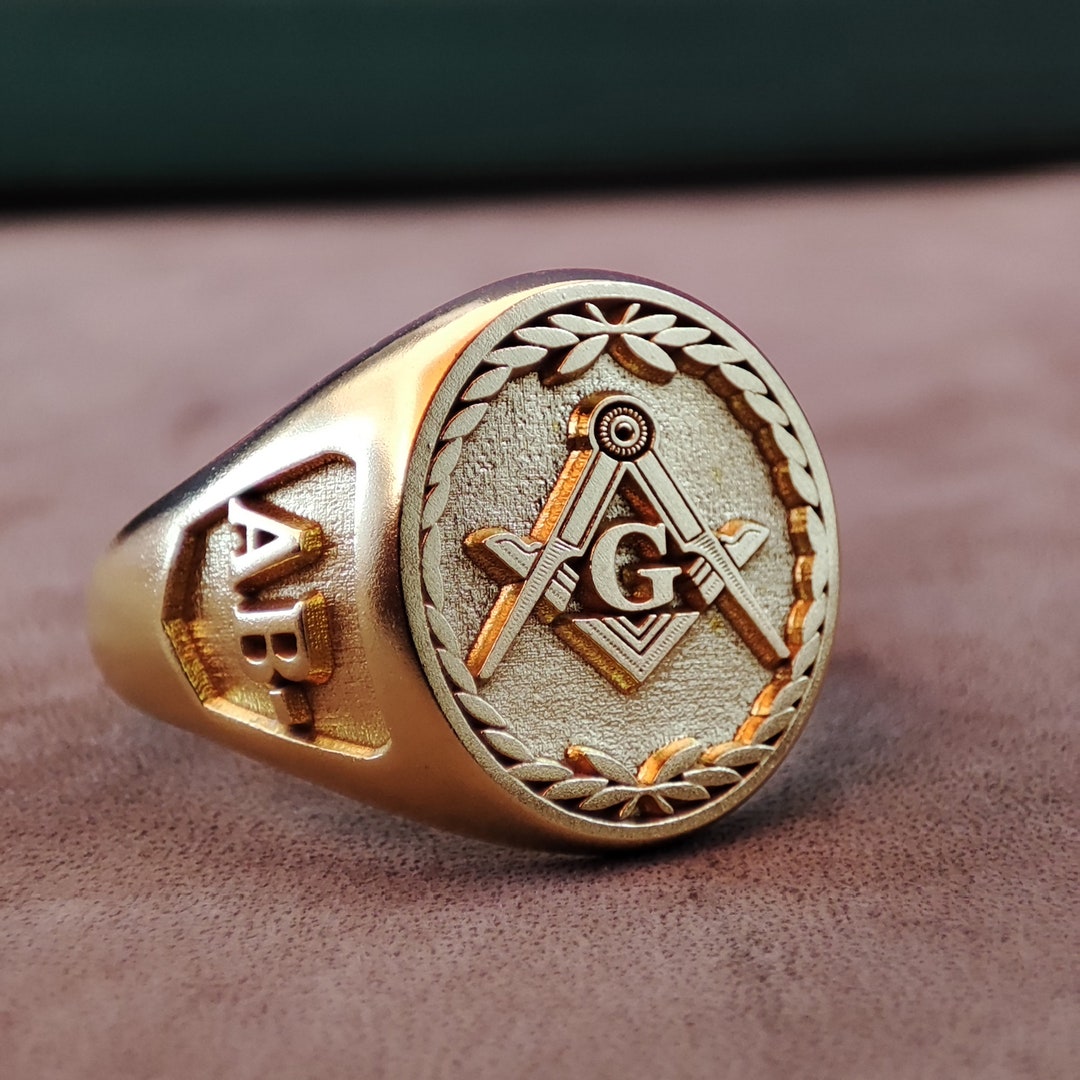 Antique Art Deco 14K Yellow Gold Enamel Masonic Ring 32nd Degree - Siz –  The Antique Parlour