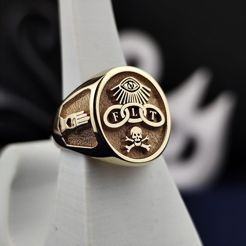 14k Gold Odd Fellows Ring: Handmade Masonic FLT Signet - Etsy