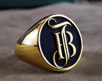 Goud gevulde ring/logo ring/Signet ring/naam ring/gouden ring voor mannen/ring voor hem/gepersonaliseerde ring/goud gevuld/gouden ring