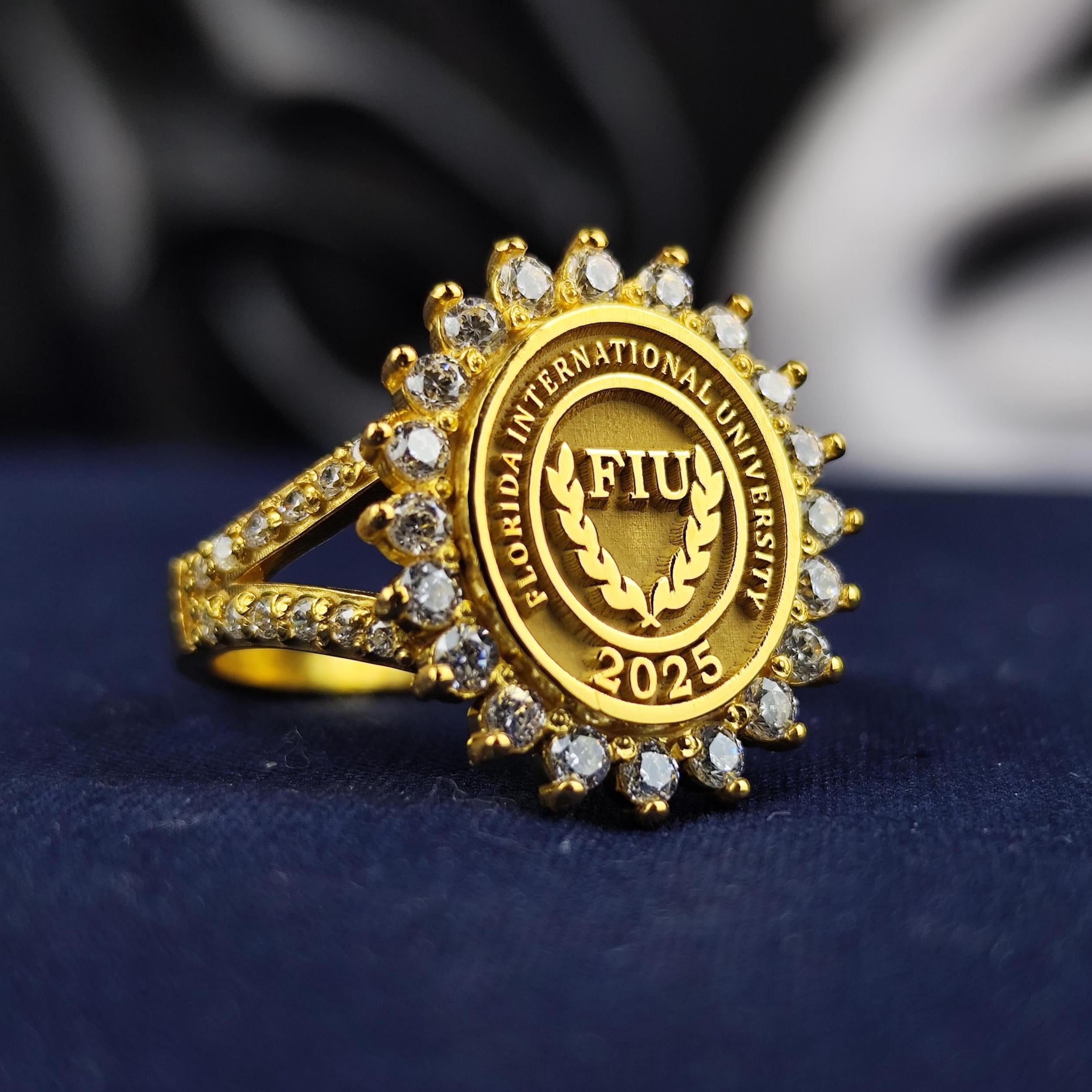 Custom University Graduation Ring – Sterling Silver Class Ring, Alumni ...