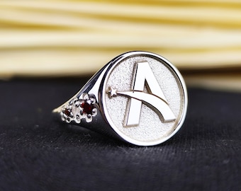 Custom Initial Sterling Silver Ring: Personalized Monogram Jewelry