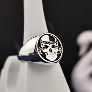 Personalized Amor Fati Ring with Skull Design – Memento Mori Jewelry in Silver or Gold – Stoic Gift for Him or Her
