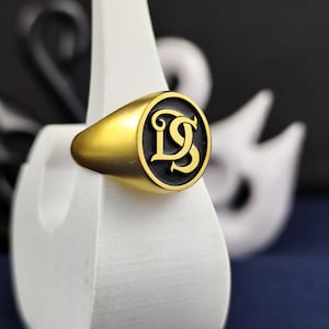 Vermeil Initial Signet Ring – Custom Gold Monogram Jewelry with One or Two Letters – Personalized Name Ring for Men and Women