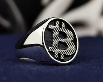 Silver Bitcoin Ring – Minimalist Crypto Signet Jewelry for Blockchain Investors