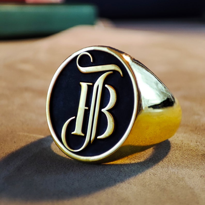 Personalized Monogram Signet Ring: Custom Initials, Gold or Silver - Etsy