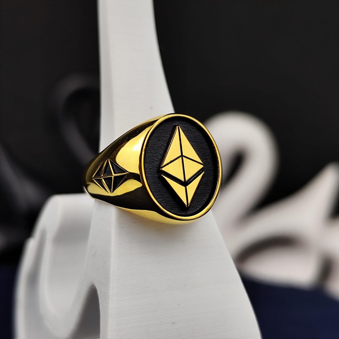 ゴールドイーサリアムリング：ブロックチェーン暗号ジュエリー、Web3ギフト - Etsy 日本