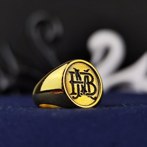 Anillo con letra personalizada – Sello con nombre personalizado en plata u oro – Regalo de joyería con inicial para él y para ella – Anillo grabado
