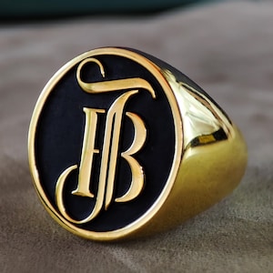 Gold filled ring / Logo Ring / Signet Ring / Name Ring / Gold ring for men / ring for him / personalized ring / Gold Filled / Gold Ring image 2