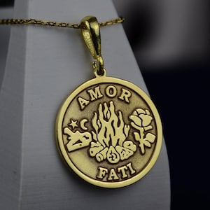 Amor Fati Necklace – Stoic Philosophy Pendant in Gold or Silver – Inspirational Jewelry for Daily Motivation