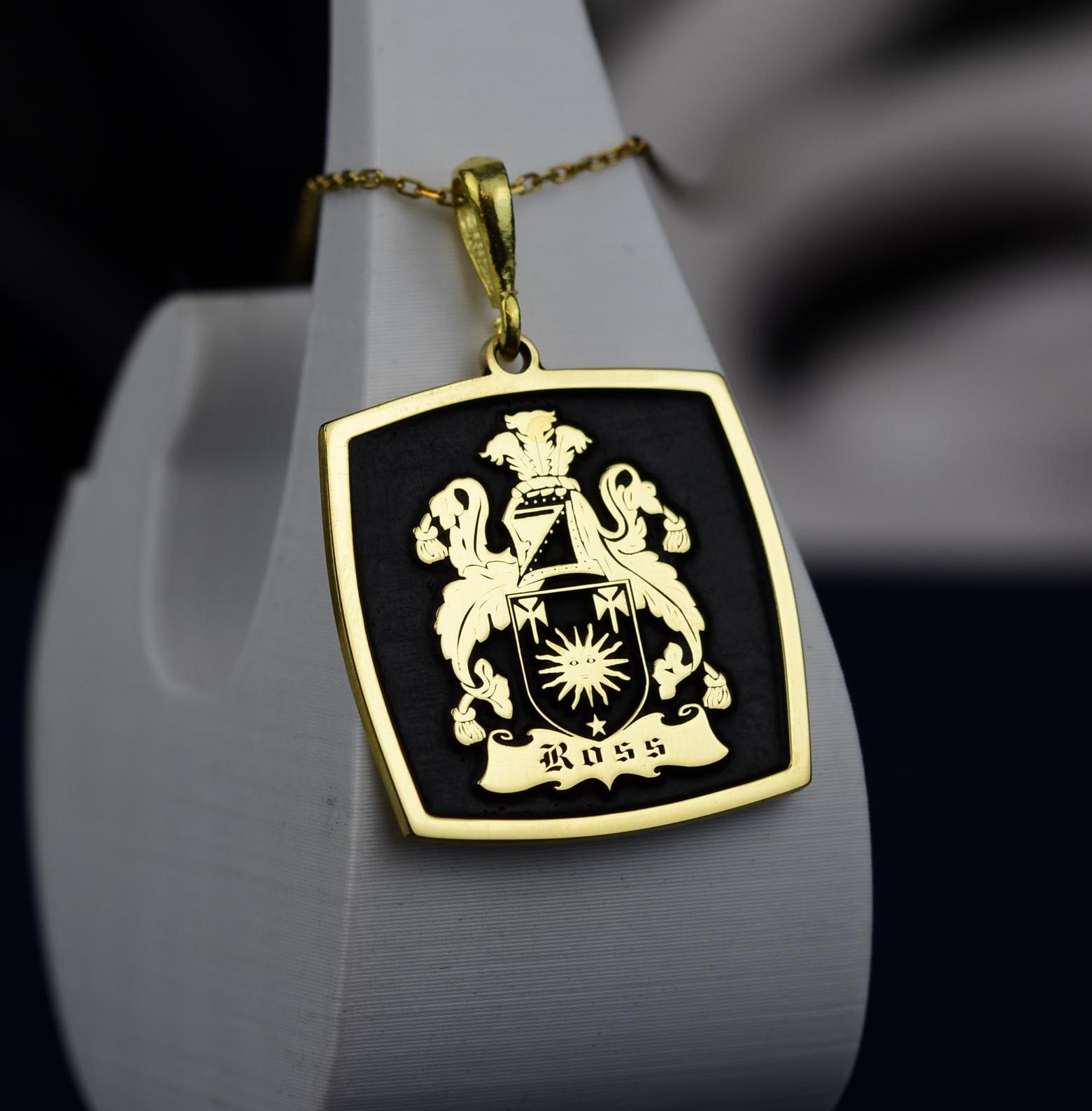 Custom Family Logo Necklace – Personalized Coat of Arms Pendant in Gold or Silver – Heritage Jewelry for Men and Women