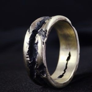 unique molten stainless steel ring, unique ring, gift for men, rustic ring , molten ring, stainless jewelry, massive ring, artisan work