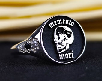 Anillo de calavera – Joyería gótica Memento Mori, plata de ley u oro