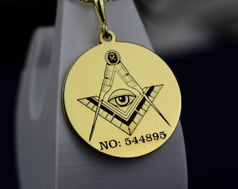 Custom Masonic Pendant: Sterling Silver Freemason Necklace