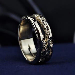 14K Rustic Gold Ring - Handmade Organic Textured Band - Unique Minimalist Solid Gold Jewelry for Men & Women
