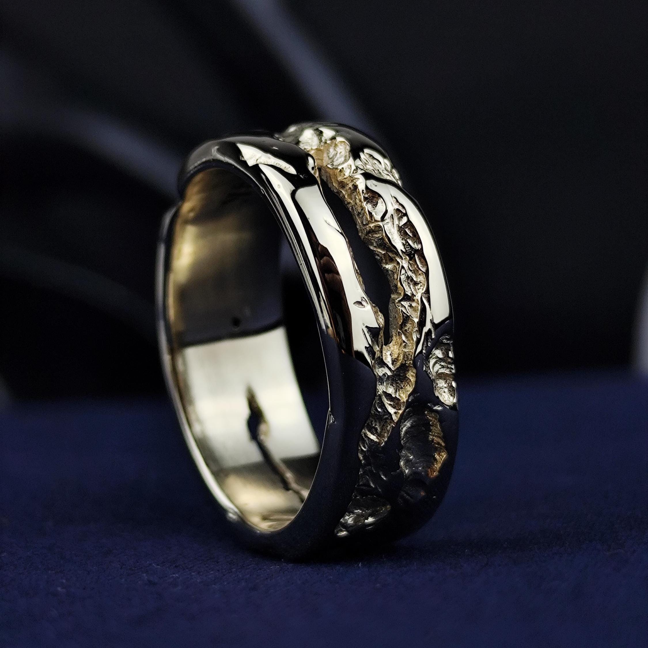 14K Rustic Solid Gold Ring – Handmade Organic Texture Band – Minimalist Unisex Gold Jewelry for Men & Women
