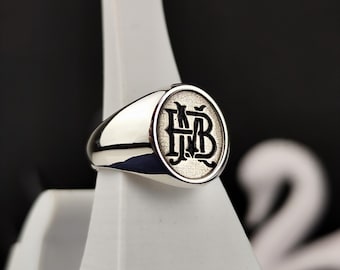 Personalisierter Siegelring: Sterling Silber mit graviertem Monogramm