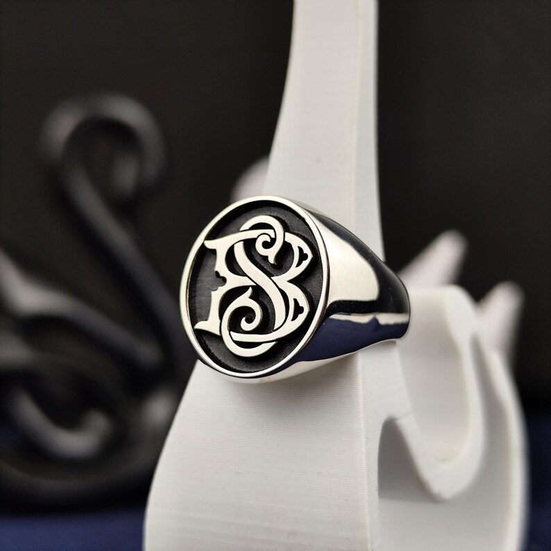 Personalized Initial Signet Ring: Custom Oval Monogram, Sterling Silver ...