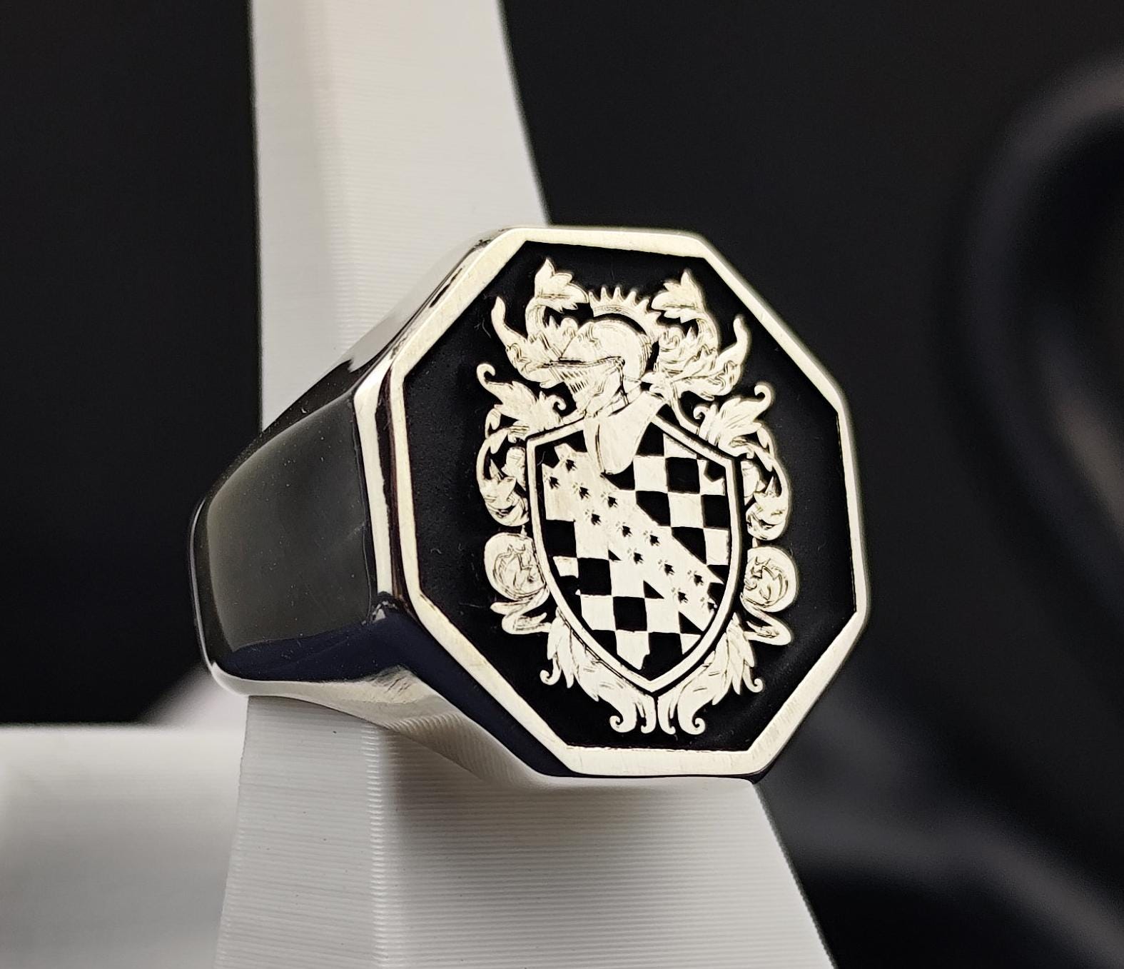 Engraved Octagon CutStone RingSILVER950