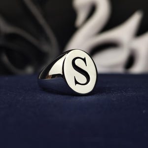 S Initial Signet Ring – Custom One Letter Ring in Sterling Silver or Gold – Personalized Monogram Jewelry Gift for Her or Him
